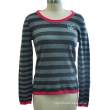 100% Cashmere Striped Pullover Women Knitwear